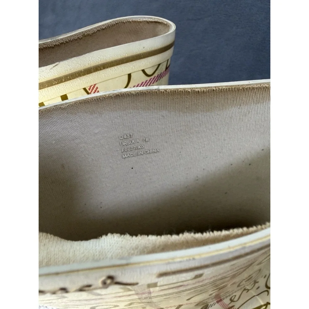 Vintage Coach Ursula Rain Boots Graffiti Print Size 7 Gold